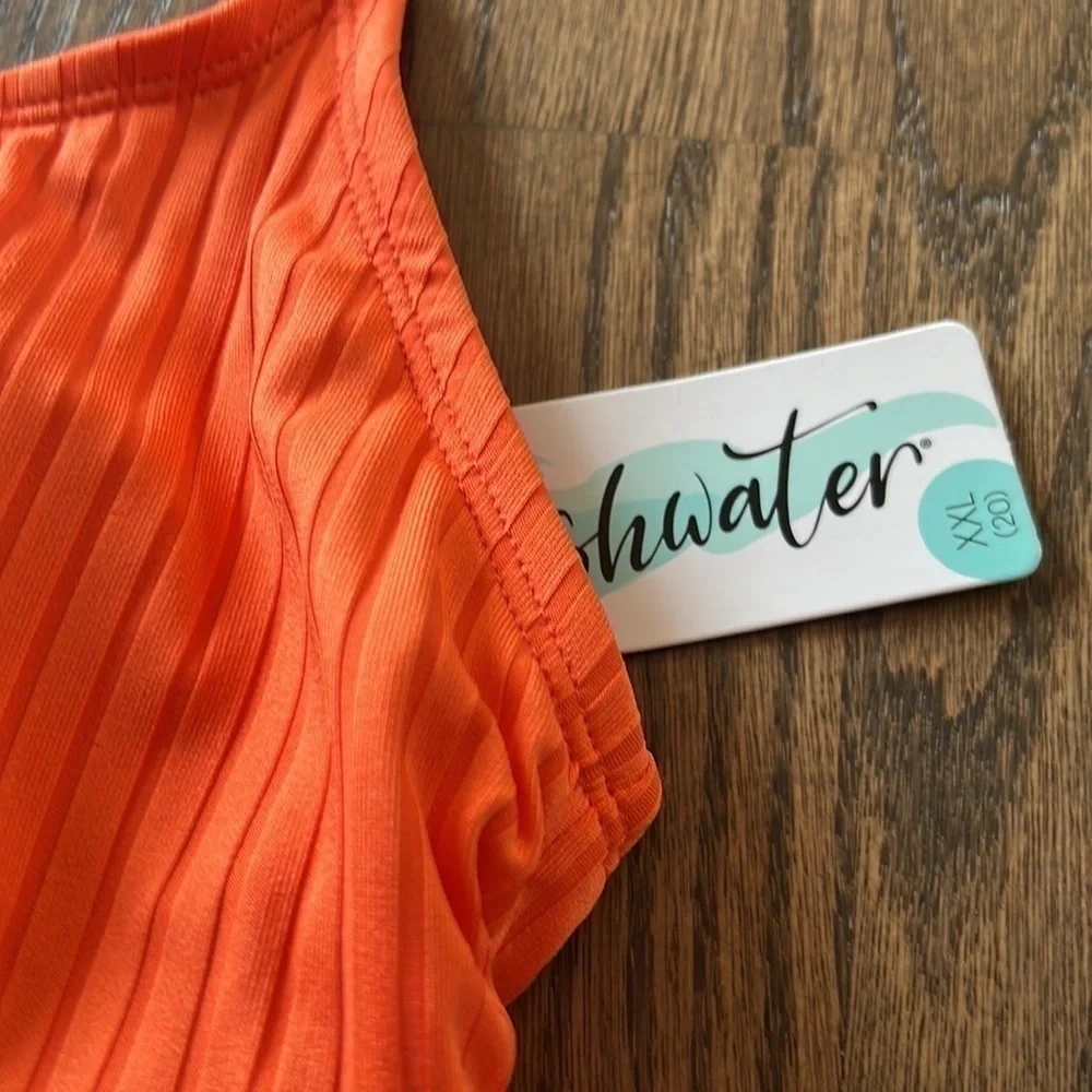 NWT Freshwater Ribbed design and an O-ring detail on this bikini top XXL orange